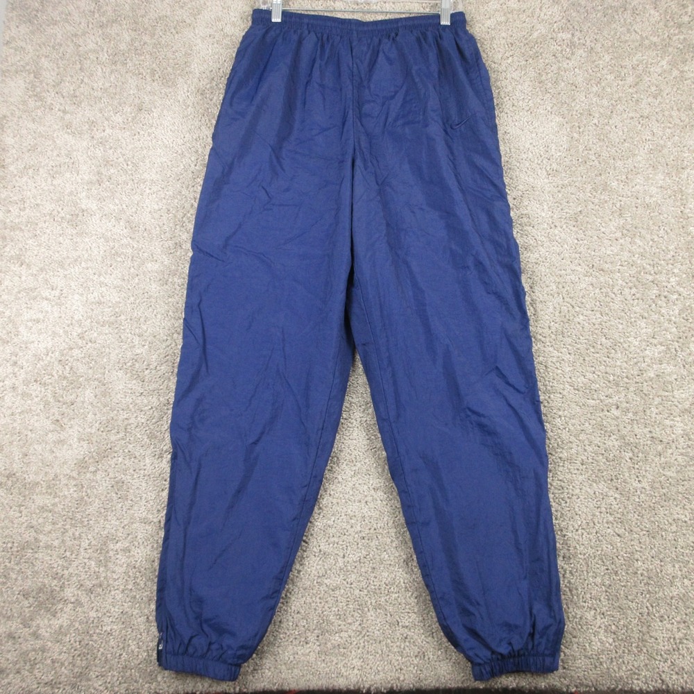 Vintage Nike Track Pants Mens Large Blue Windbreaker Joggers Lined Nylon 90s